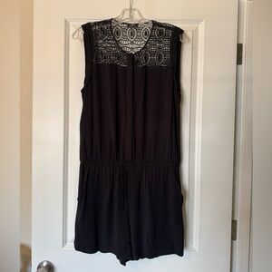LOFT Black Eyelet Lace Sleeveless Romper Jumpsuit